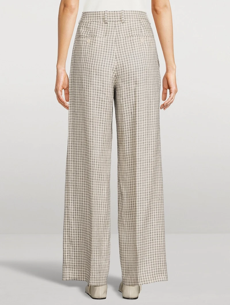 Straight-Leg Trousers Check Print
