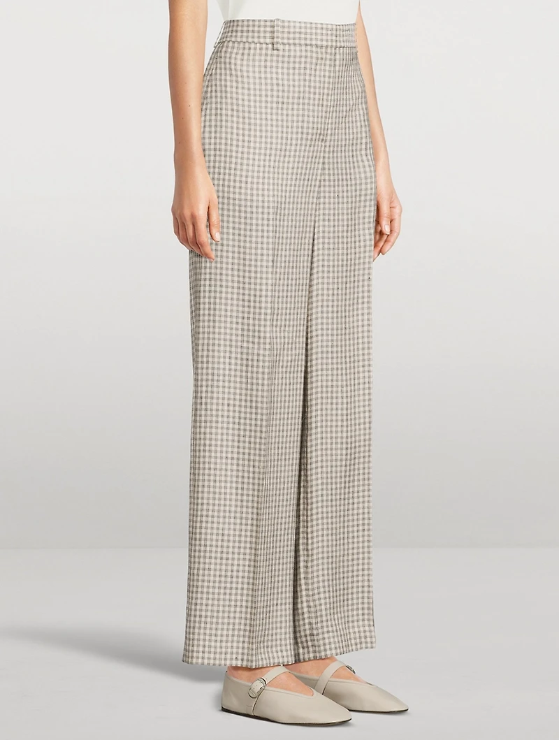 Straight-Leg Trousers Check Print
