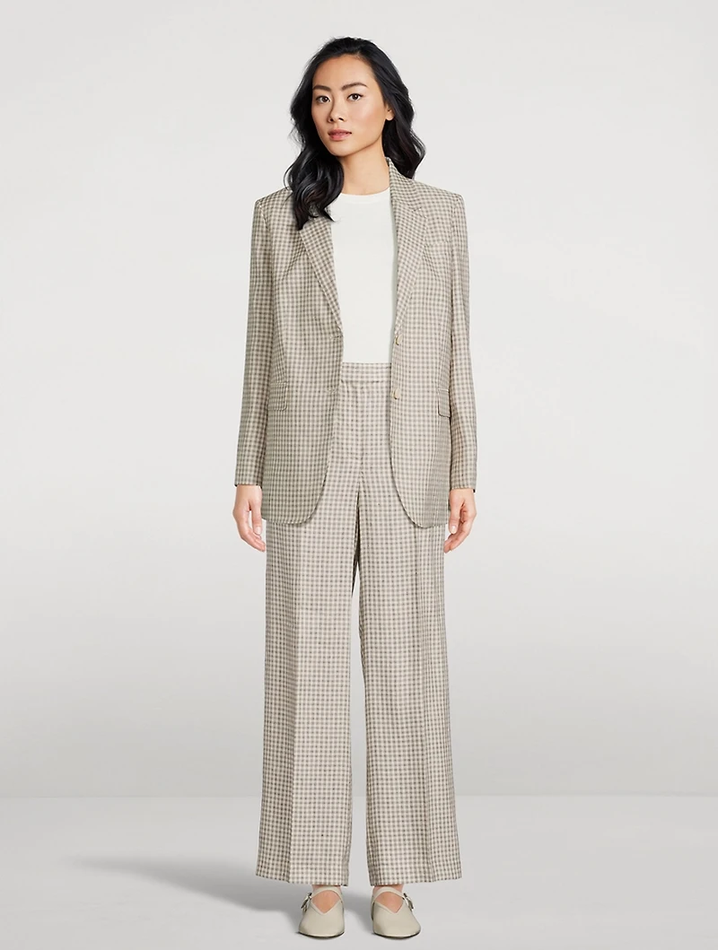 Straight-Leg Trousers Check Print