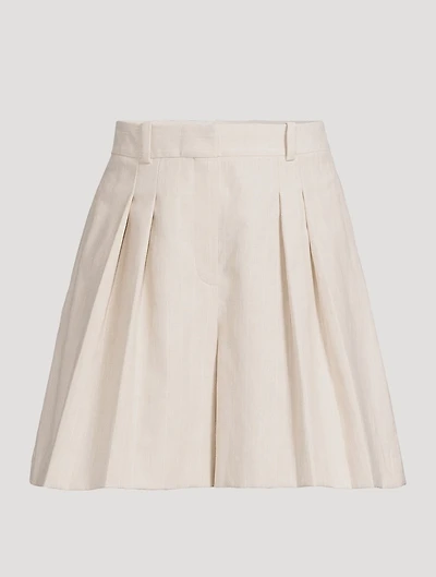 Pleated Shorts Stripe Print