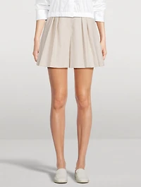 Pleated Shorts Stripe Print