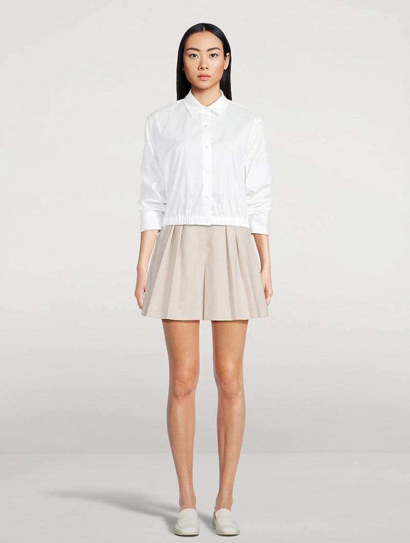 Pleated Shorts Stripe Print