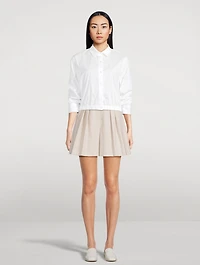 Pleated Shorts Stripe Print