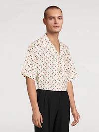 Cotton Poplin Bowling Shirt Cherryfic Print