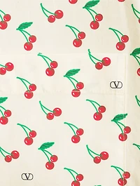 Cotton Poplin Bowling Shirt Cherryfic Print