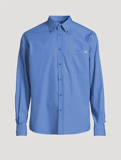 Cotton Poplin Shirt With VLOGO Embroidery