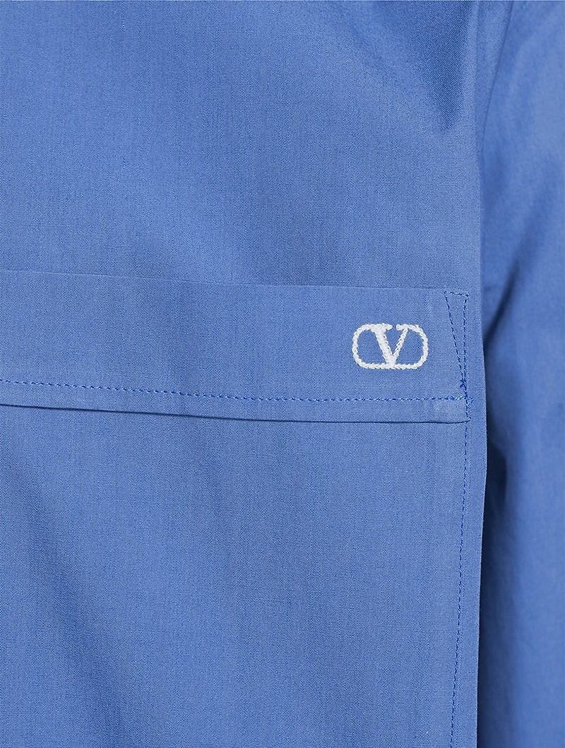 Cotton Poplin Shirt With VLOGO Embroidery