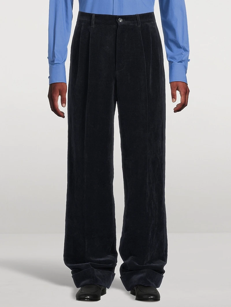Cotton And Linen Draped Pants