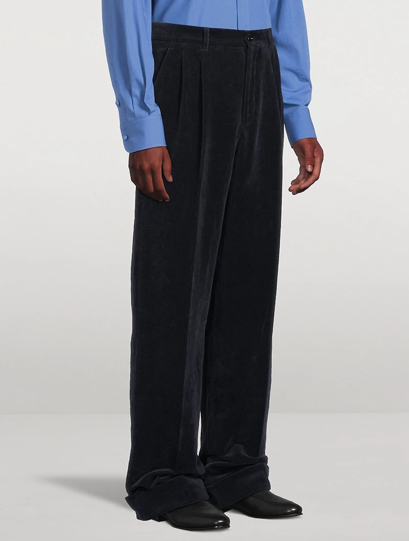 Cotton And Linen Draped Pants