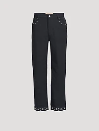 Straight Linen Pants With Grommets