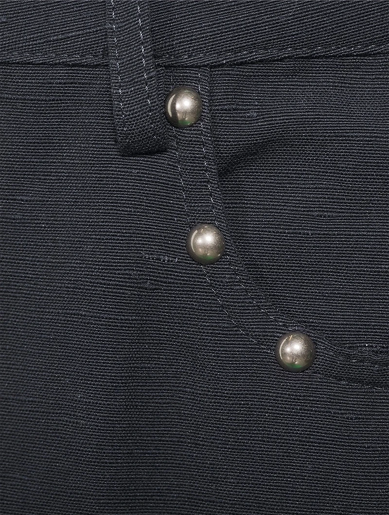 Straight Linen Pants With Grommets