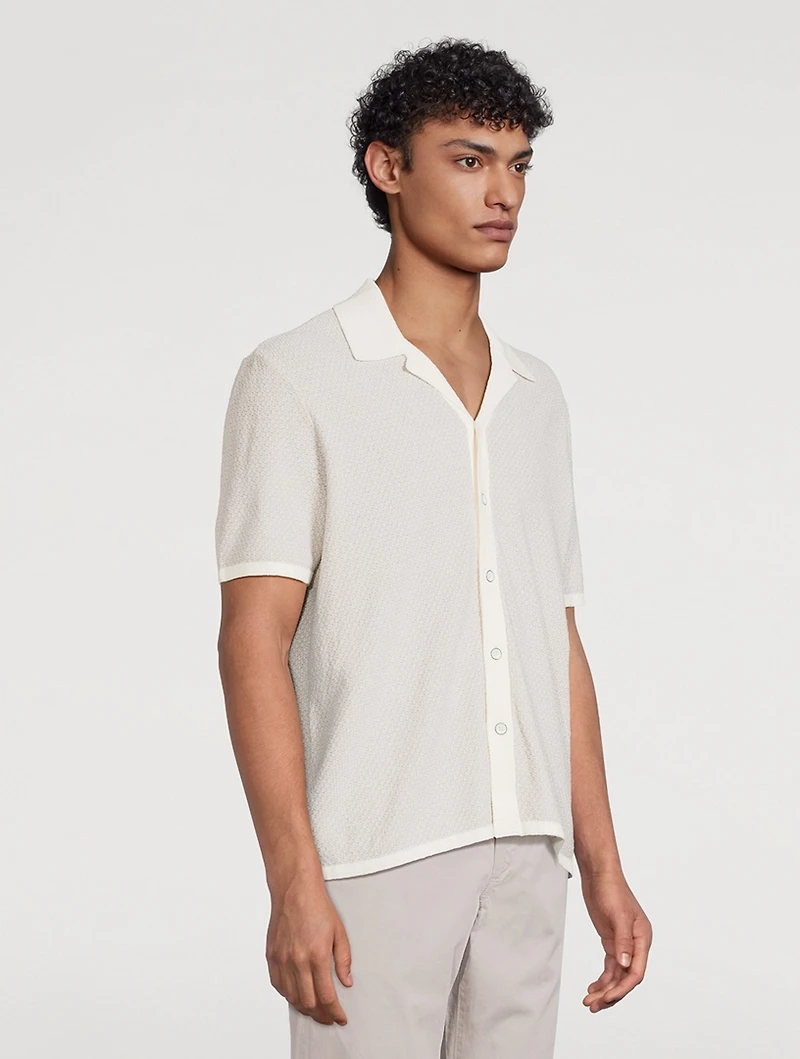 Avery Zig-Zag Knit Camp Shirt