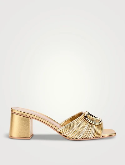 VLogo Metallic Leather Mules