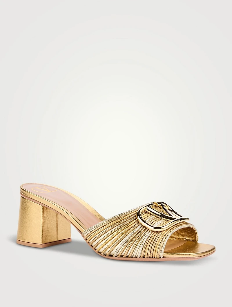 VLogo Metallic Leather Mules