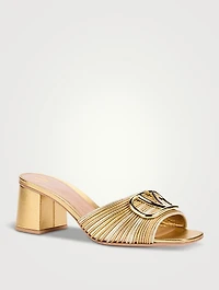 VLogo Metallic Leather Mules