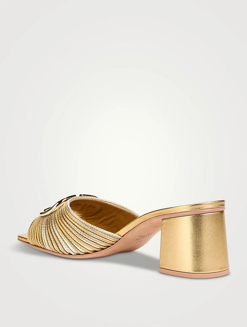 VLogo Metallic Leather Mules