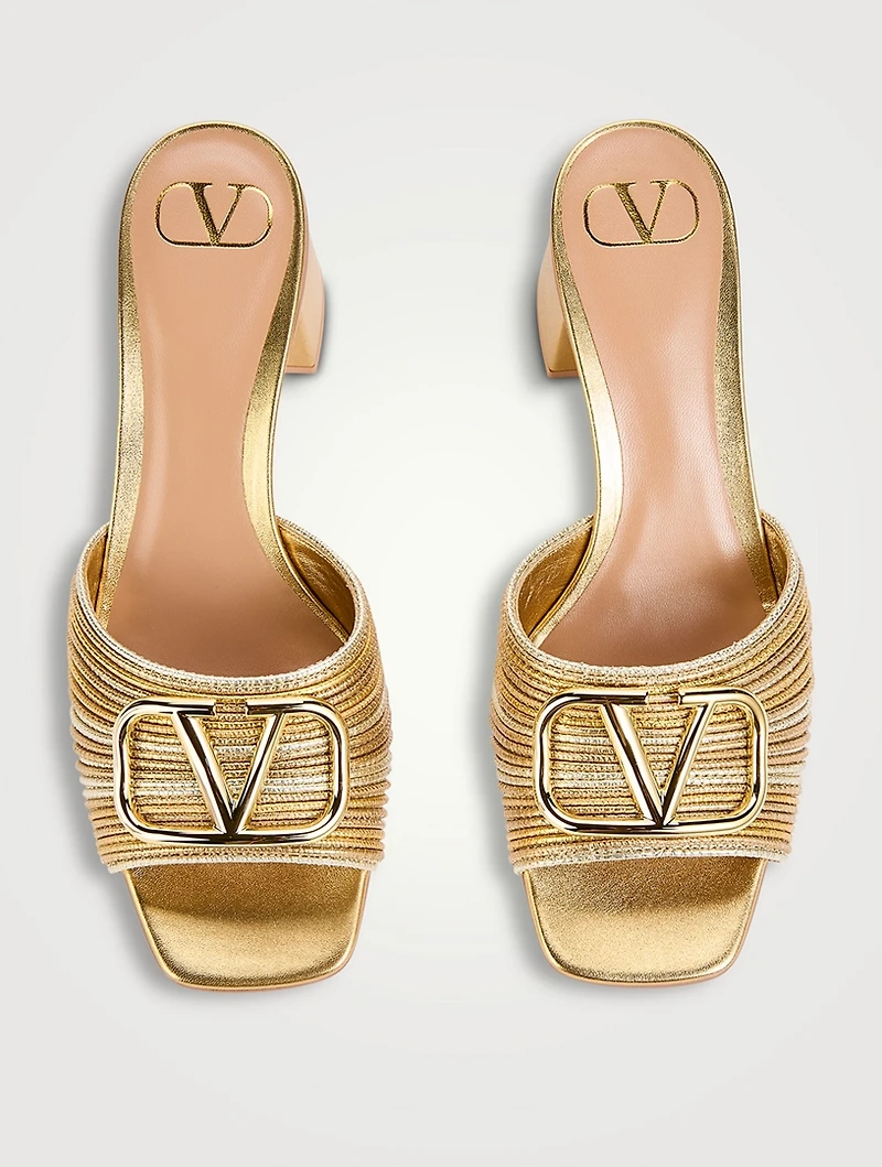 VLogo Metallic Leather Mules