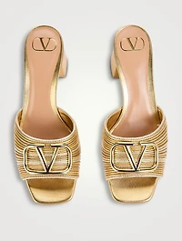 VLogo Metallic Leather Mules