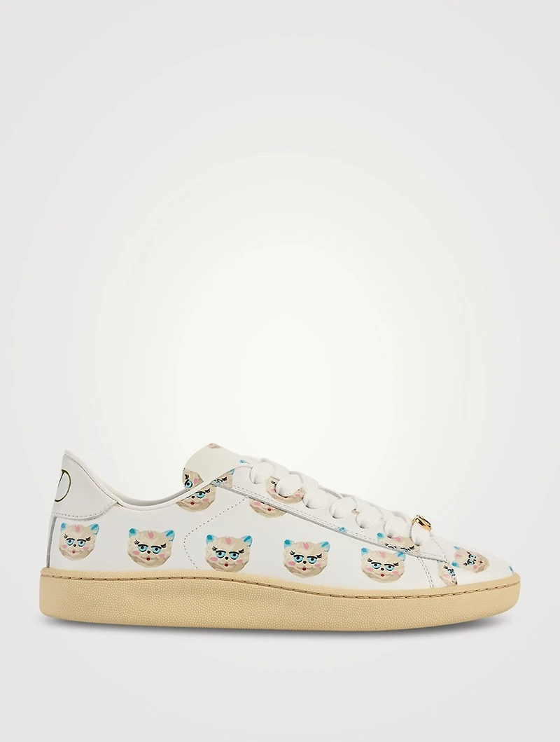 Royco Leather Sneakers Le Chat De La Maison Print
