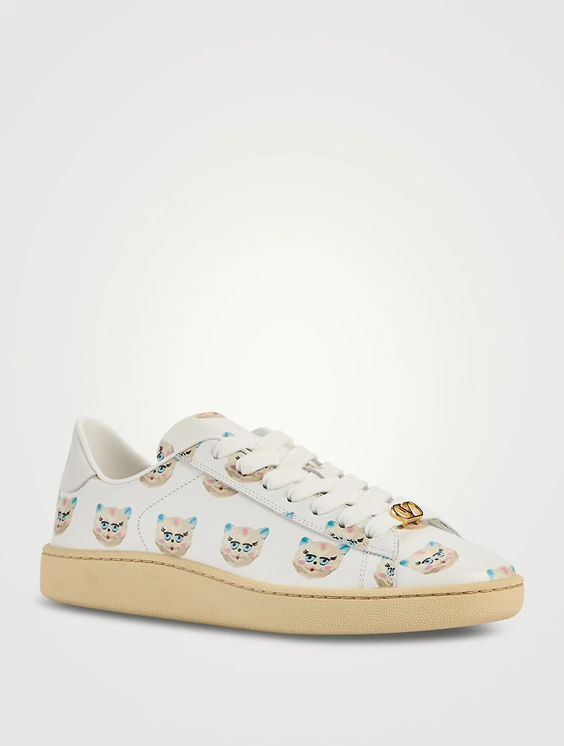 Royco Leather Sneakers Le Chat De La Maison Print