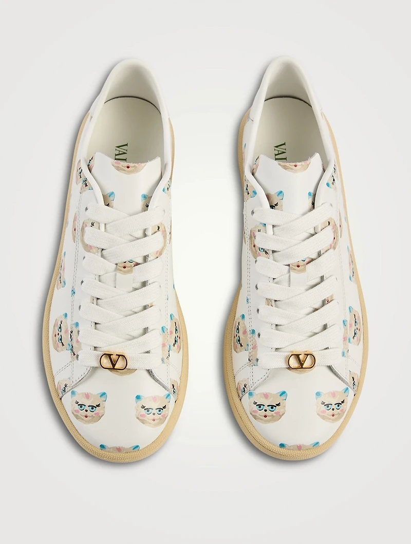 Royco Leather Sneakers Le Chat De La Maison Print