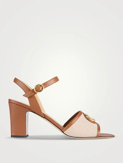 VLogo Leather And Canvas Sandals