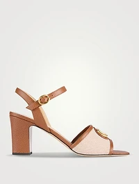 VLogo Leather And Canvas Sandals