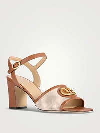 VLogo Leather And Canvas Sandals