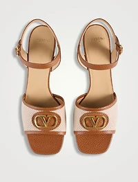 VLogo Leather And Canvas Sandals