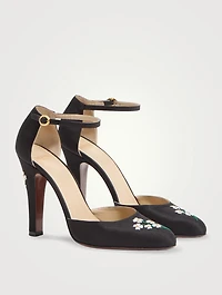 Hi Dolly Floral-Embroidered Shantung Pumps