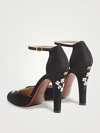 Hi Dolly Floral-Embroidered Shantung Pumps