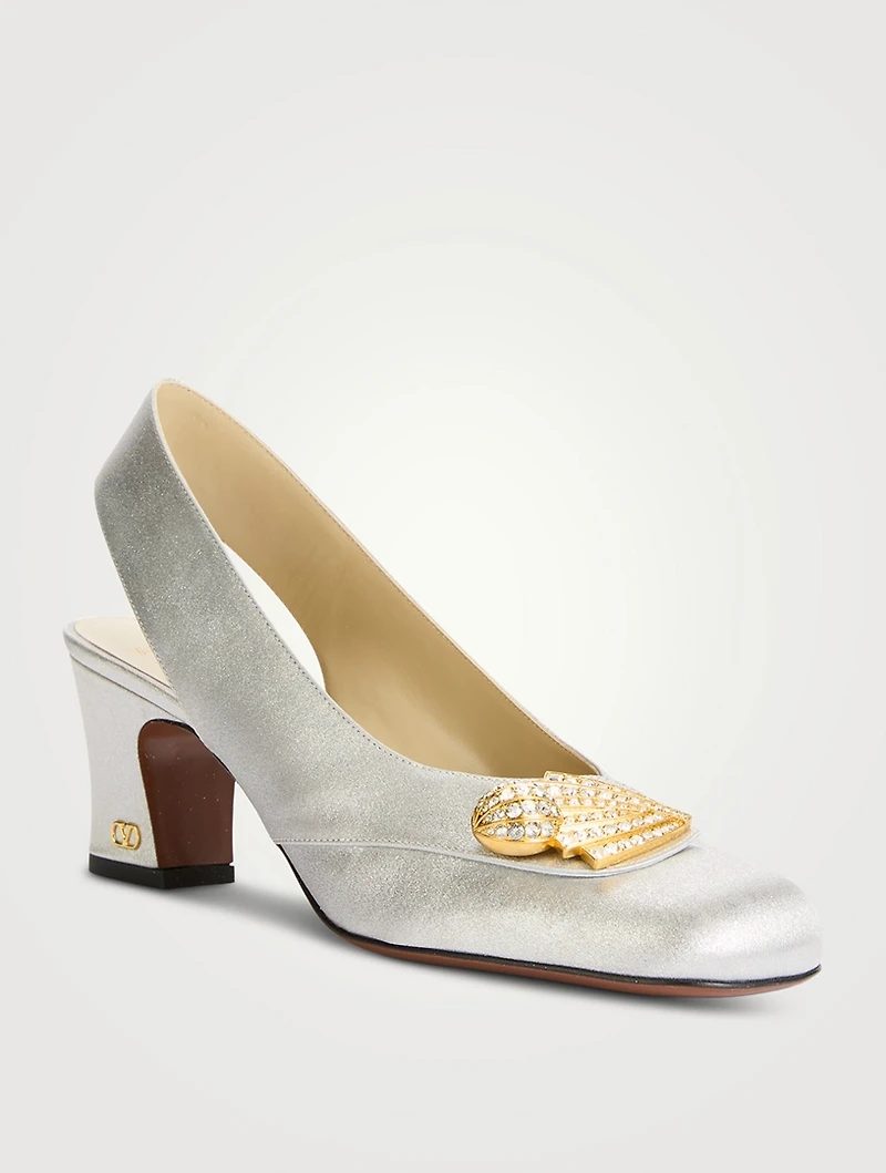 Adamantine Glitter Slingback Pumps
