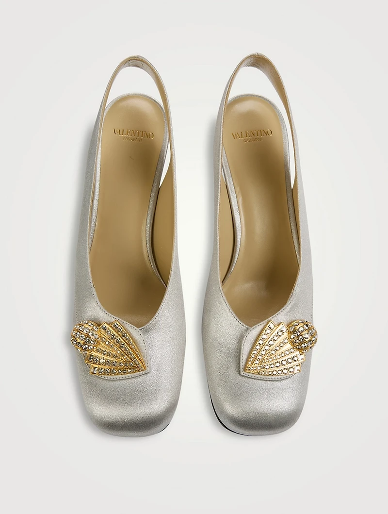 Adamantine Glitter Slingback Pumps