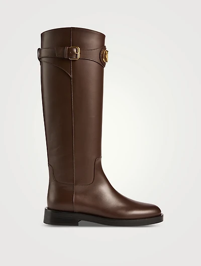 VLogo Signature Leather Riding Boots
