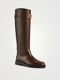 VLogo Signature Leather Riding Boots