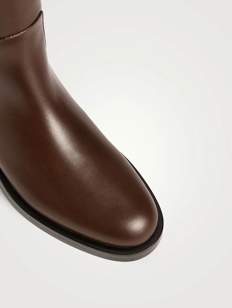 VLogo Signature Leather Riding Boots
