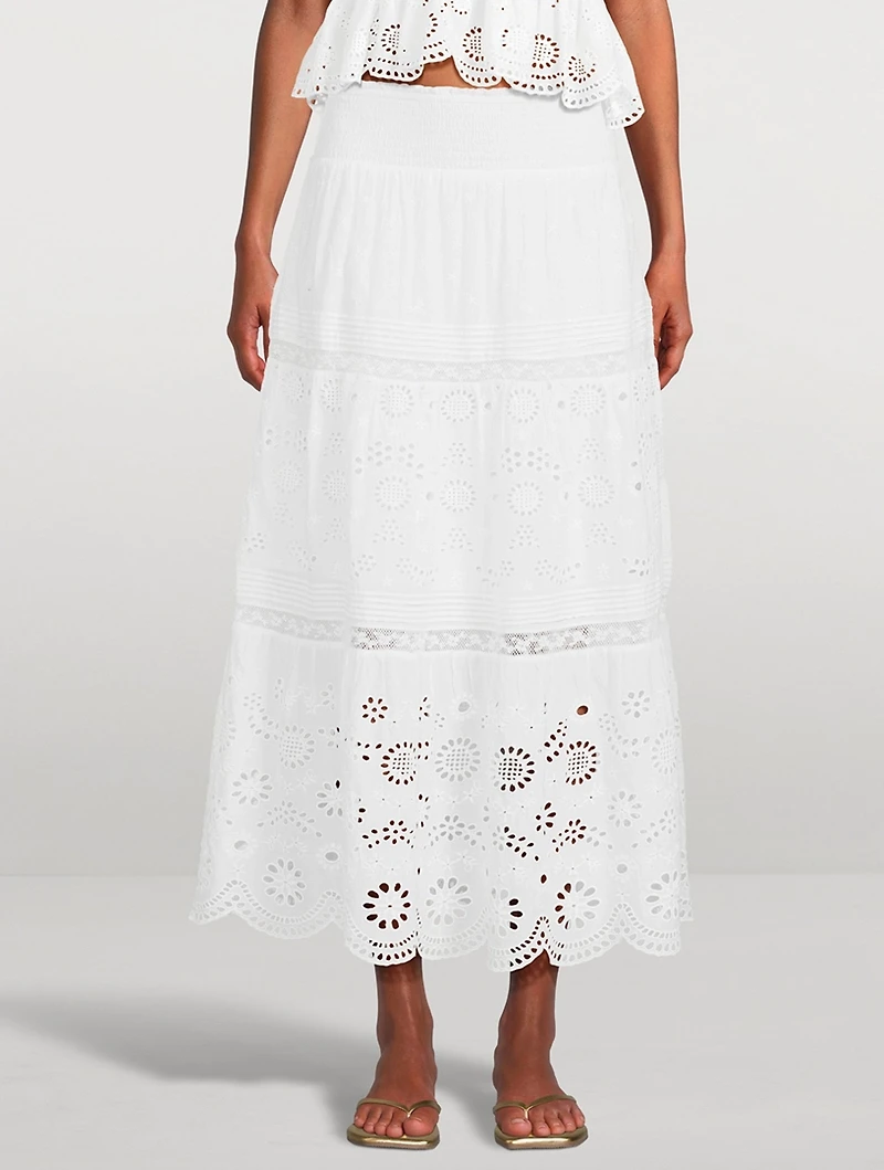 Miloti Eyelet Lace Maxi Skirt