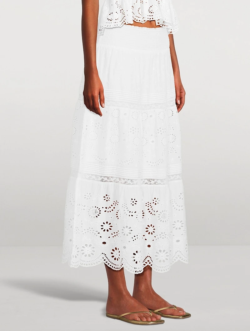 Miloti Eyelet Lace Maxi Skirt