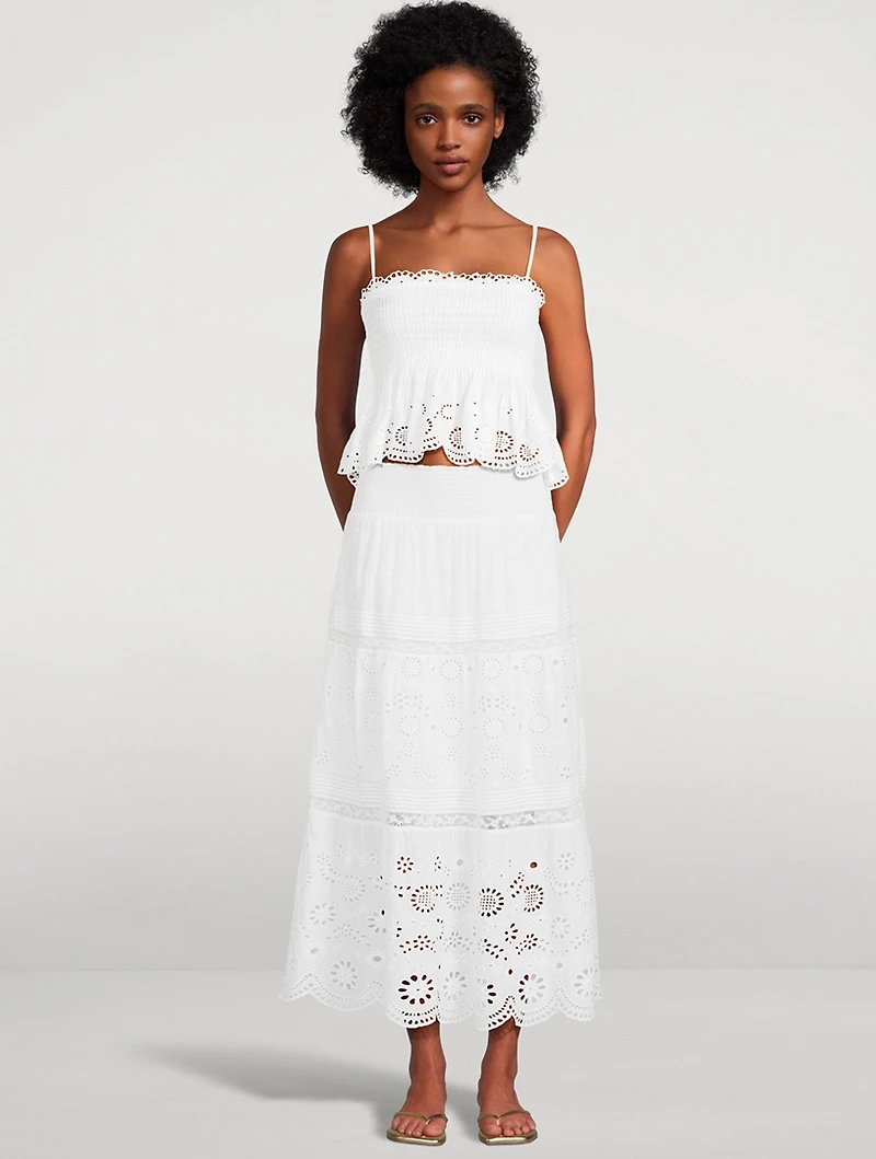 Miloti Eyelet Lace Maxi Skirt
