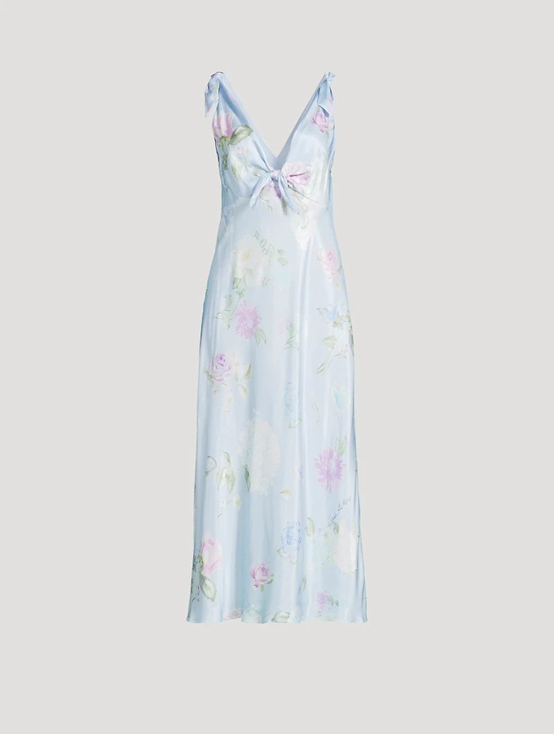 Perri Satin Midi Dress Floral Print