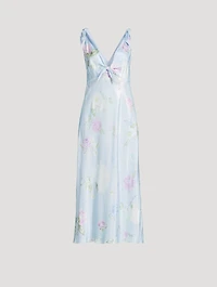 Perri Satin Midi Dress Floral Print