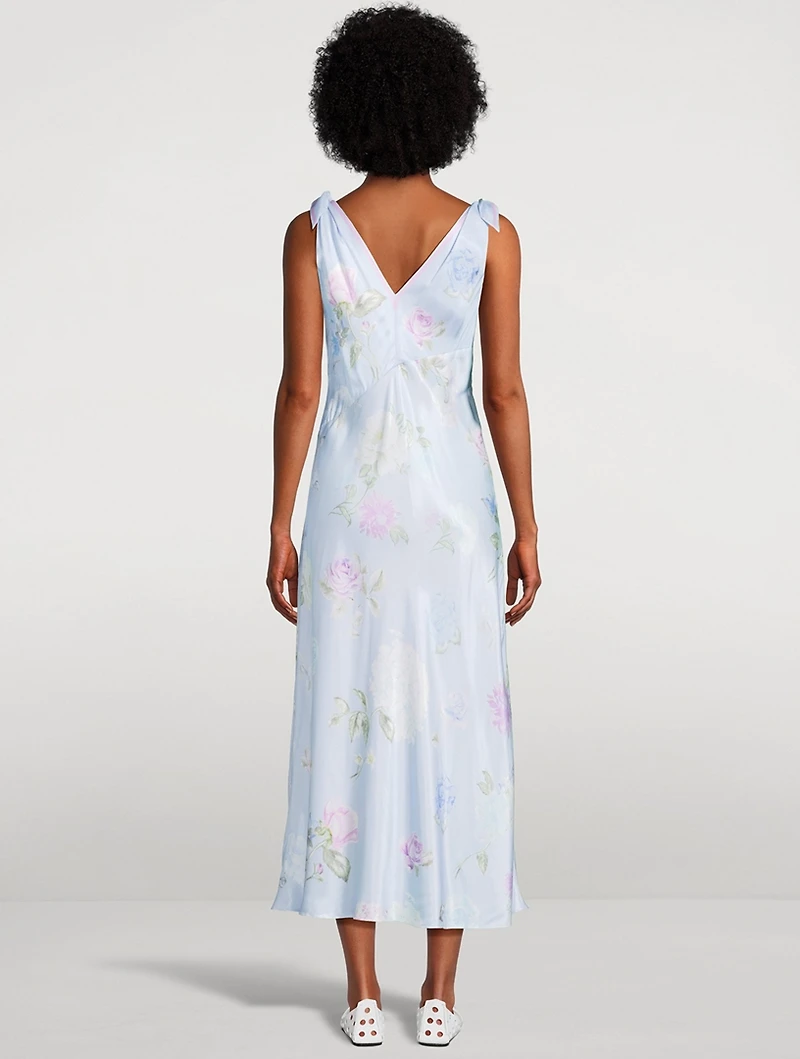 Perri Satin Midi Dress Floral Print