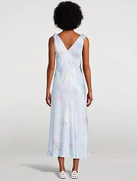 Perri Satin Midi Dress Floral Print