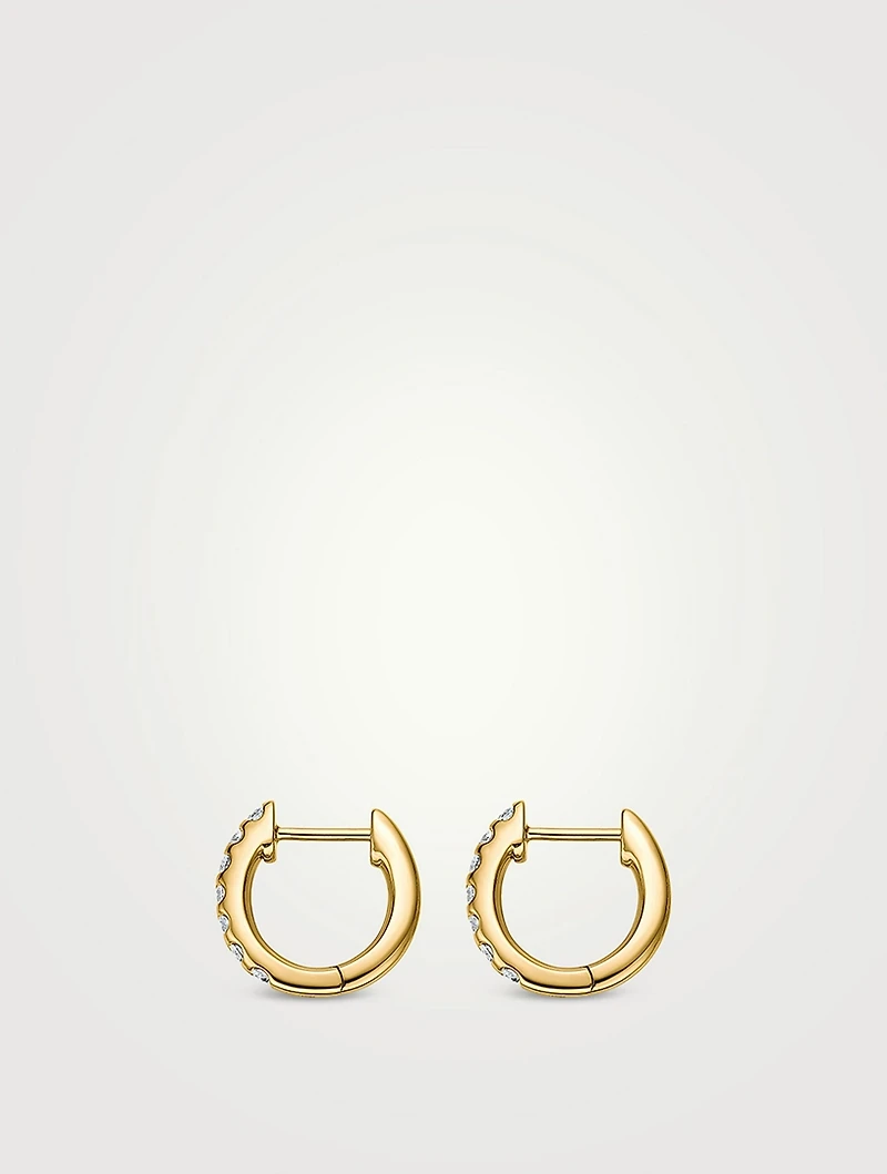 Odessa 18K Gold V Huggie Hoop Earrings With Diamonds