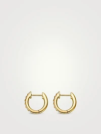 Odessa 18K Gold V Huggie Hoop Earrings With Diamonds