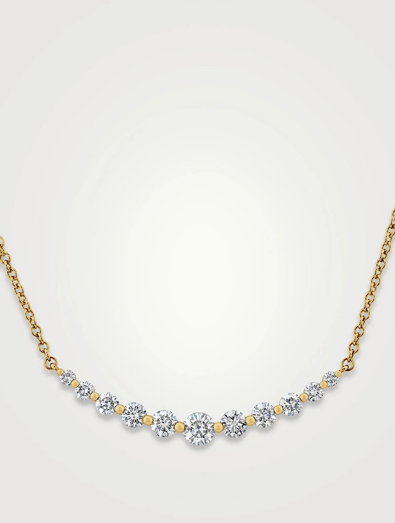 Small 18K Gold Smile Necklace With Diamonds