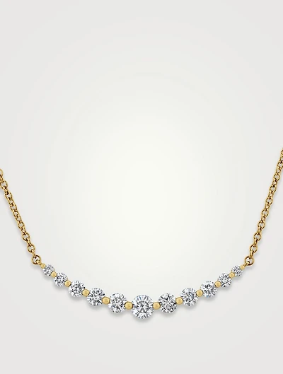 Small 18K Gold Smile Necklace With Diamonds