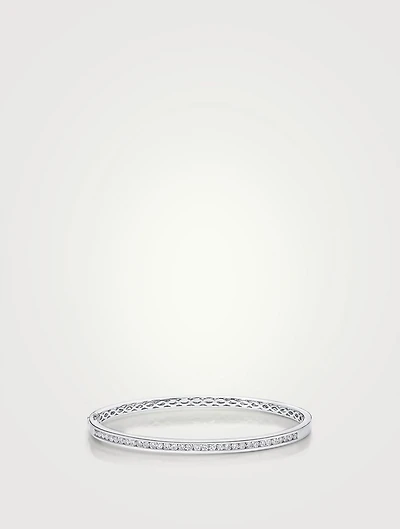 18K White Gold Diamond Bangle Bracelet