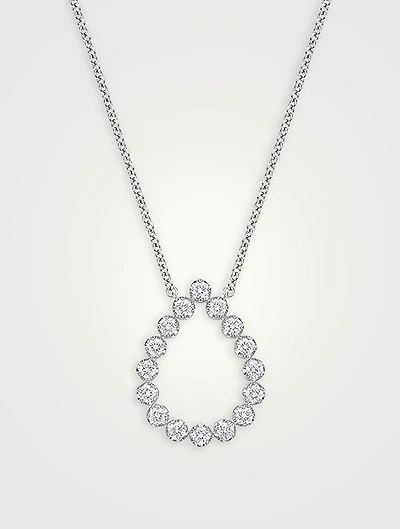 Small Essentials 18K White Gold Pear Shape Pendant Necklace With Diamonds
