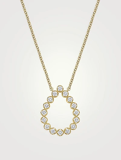 Small Essentials 18K Gold Pear Pendant Necklace With Diamonds